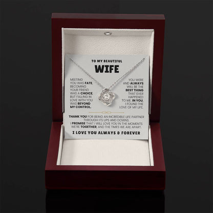 To My Wife Necklace - Emotional Jewelry for Wife from Husband to Celebrate Love on Valentine’s Day & Beyond - Love Knot Necklace