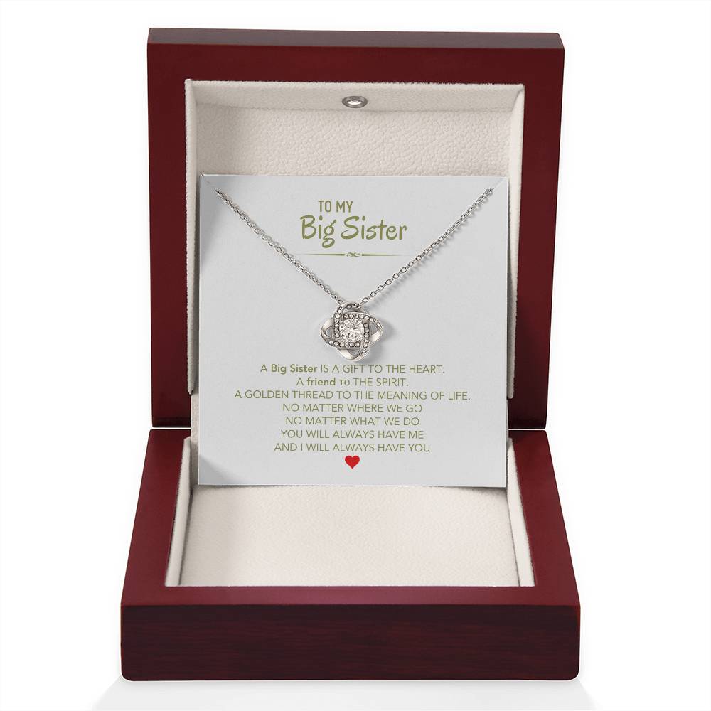 To My Big Sister Necklace - A Big Sister Is A Gift To The Heart - Gift for Sister - Love Knot Necklace