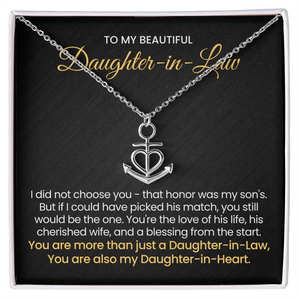 To My Daughter In Law - You are also my Daughter in heart - Anchor Pendant Necklace