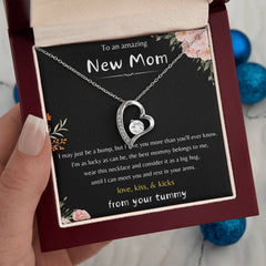 Heart Necklace Gift for Expecting Moms, Baby Shower Jewelry Keepsake, Mom-to-Be
