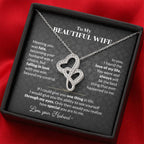 To My Wife Necklace - Best Loving Jewelry Gift for Valentine’s Day, Anniversaries & Romantic Surprises - Heart-to-heart Pendant Necklace