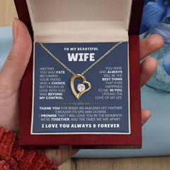 Luxury Wife Necklace Gift, Romantic Anniversary & Valentine’s Day Jewelry, To My Beautiful Wife