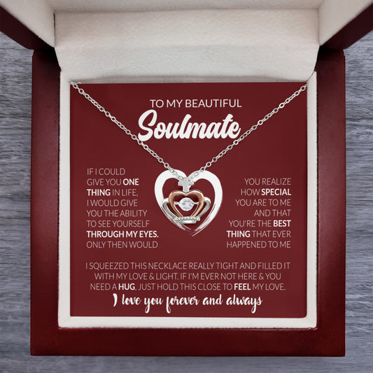 To My Beautiful Soulmate Necklace - Soulmate Jewelry Gift for Her for Birthday & Valentine’s Day - Crown Pendant Necklace
