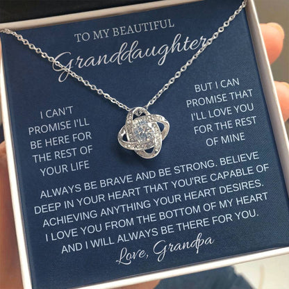 To My Granddaughter Necklace – Birthday & Christmas Gift for Granddaughter from Grandpa – Love Knot Necklace
