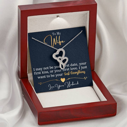 To My Wife Necklace - Emotional Love Jewelry Gift from Husband for Valentine’s Day & Birthday Happiness - Heart-to-heart Pendant Necklace