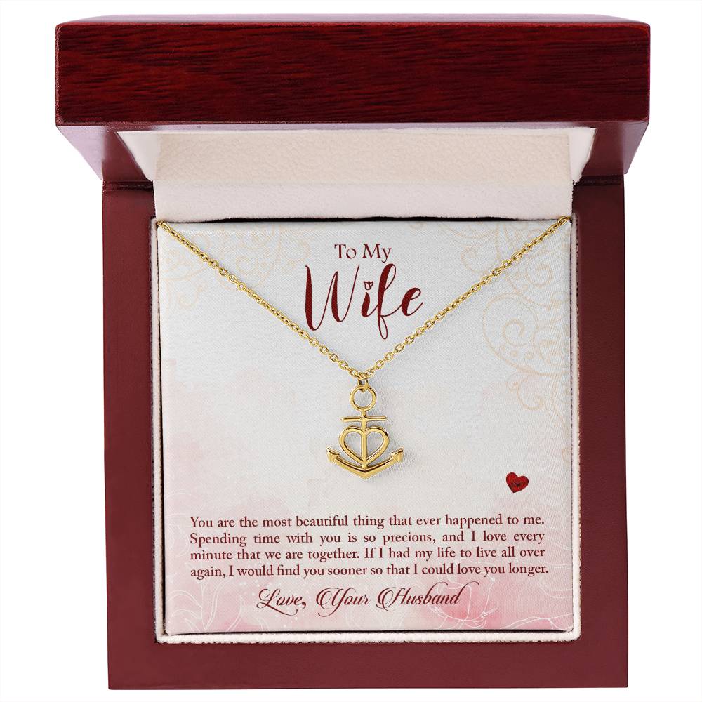 To My Wife Necklace - Heartwarming Gift from Husband for Birthday, Anniversary & Valentine’s Day - Anchor Pendant Necklace