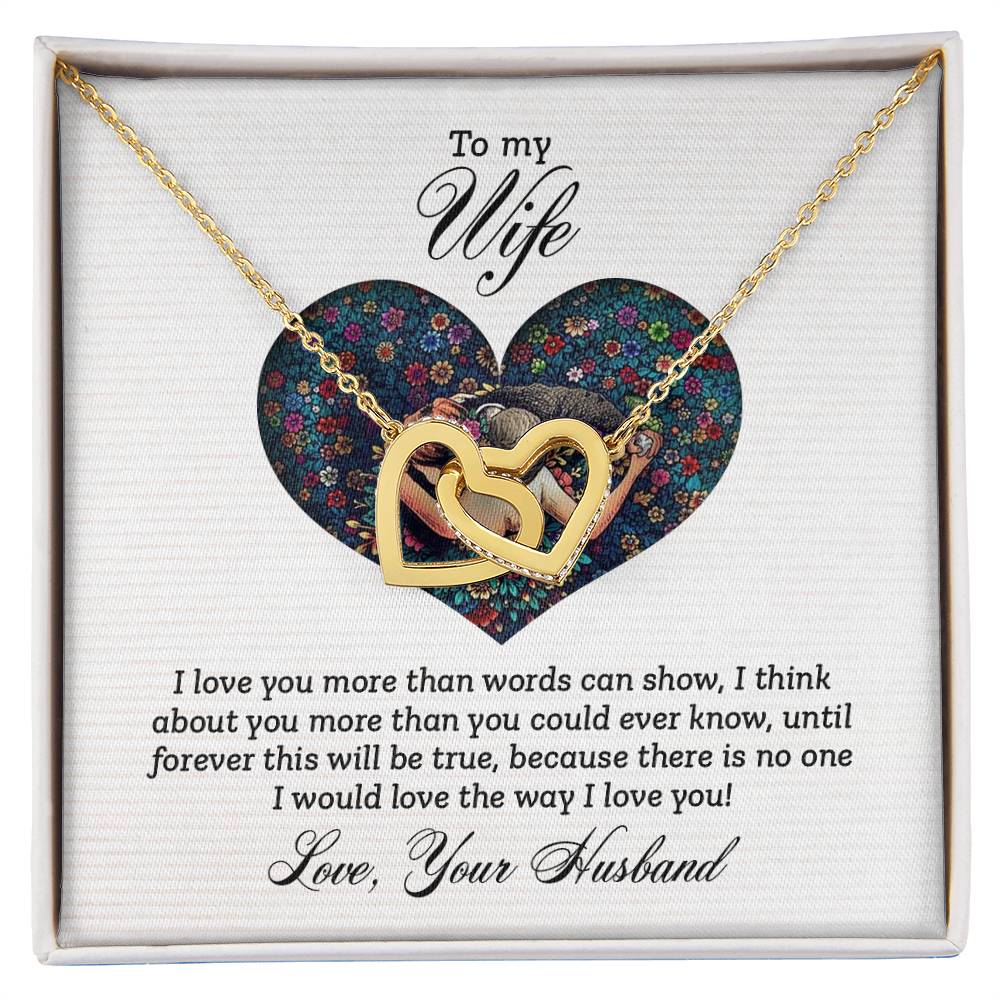 To My Wife Necklace - Sentimental Birthday Gift from Husband, Romantic Jewelry for Valentine’s Day & Holidays - Interlocking Hearts Necklace