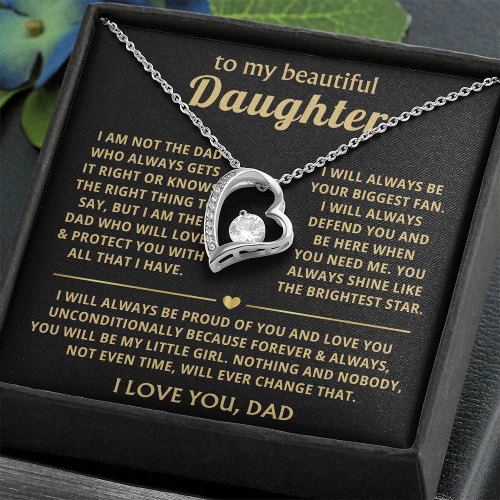 To My Daughter Necklace - Everyday Love Jewelry Gift from Dad for Daughter’s Birthday & Just Because - Forever Love Necklace
