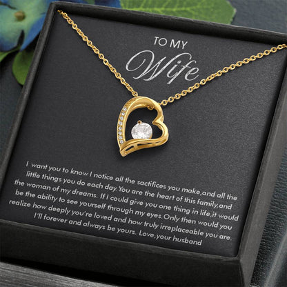 To My Wife Necklace - Beautiful Wife Jewelry Gift for Birthday, Valentine’s Day & Special Romantic Moments - Forever Love Necklace