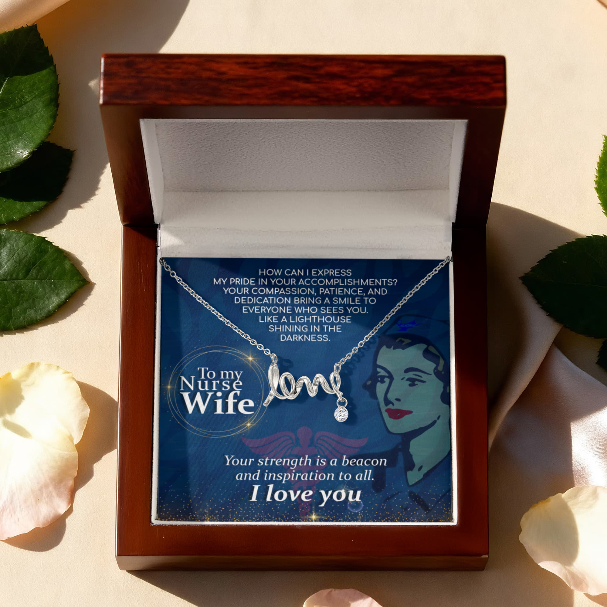 To My Nurse Wife Necklace Gift from Husband - Scripted Love Necklace