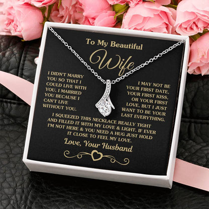 To My Beautiful Wife Necklace - Romantic Husband to Wife Jewelry for Birthday, Valentine’s Day & Special Celebrations - Alluring Beauty Necklace