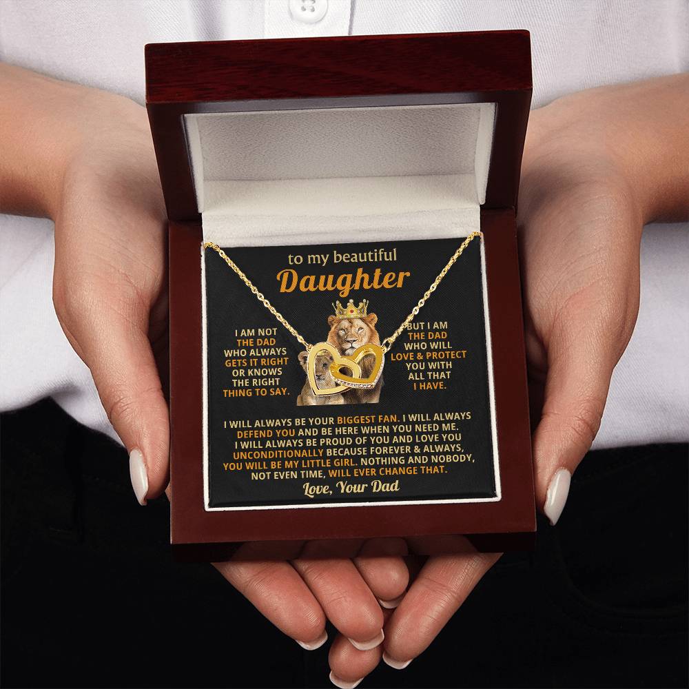 To My Beautiful Daughter Necklace – Daughter Christmas Graduation Jewelry Gift – Interlocking Hearts Necklace