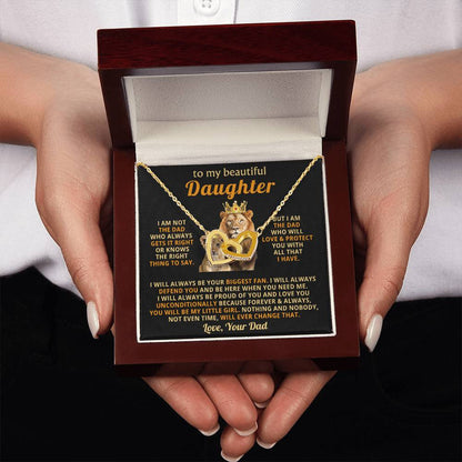 To My Beautiful Daughter Necklace – Daughter Christmas Graduation Jewelry Gift – Interlocking Hearts Necklace