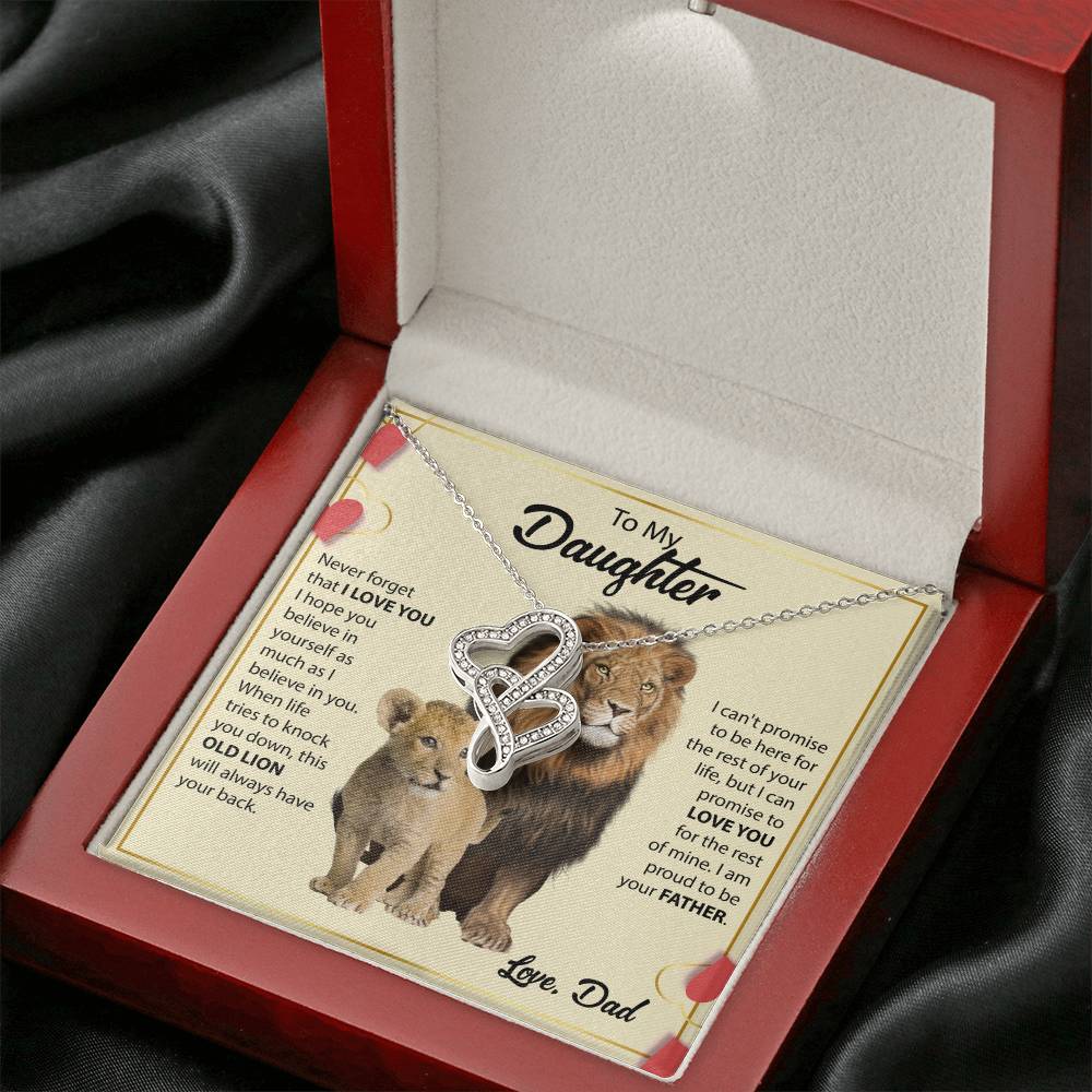 To My Daughter Necklace - Emotional Father to Daughter Jewelry for Birthday, Christmas & Life Happiness - Heart-to-heart Pendant Necklace