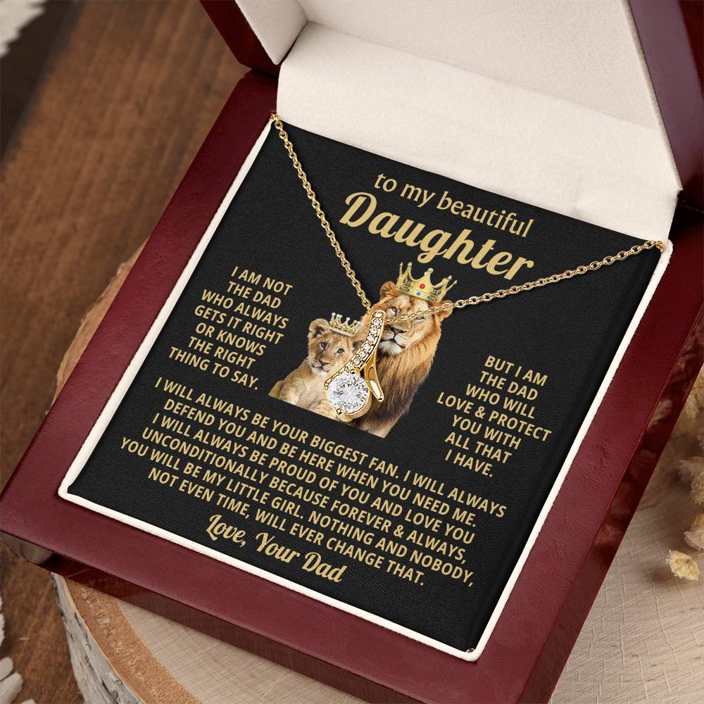 To My Daughter Necklace - Beautiful Daughter Jewelry for Birthday & Proud Dad Moments - Alluring Beauty Necklace