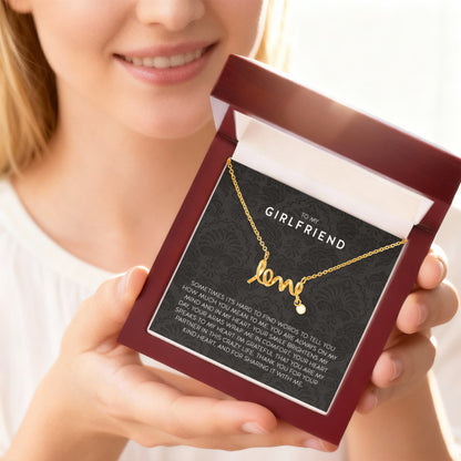 To My Girlfriend Necklace - Romantic Jewelry Gift for Christmas, Valentine’s Day & Surprises - Scripted Love Necklace