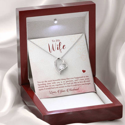To My Wife Necklace - Heartwarming Gift from Husband for Birthday, Anniversary & Valentine’s Day - Forever Love Necklace