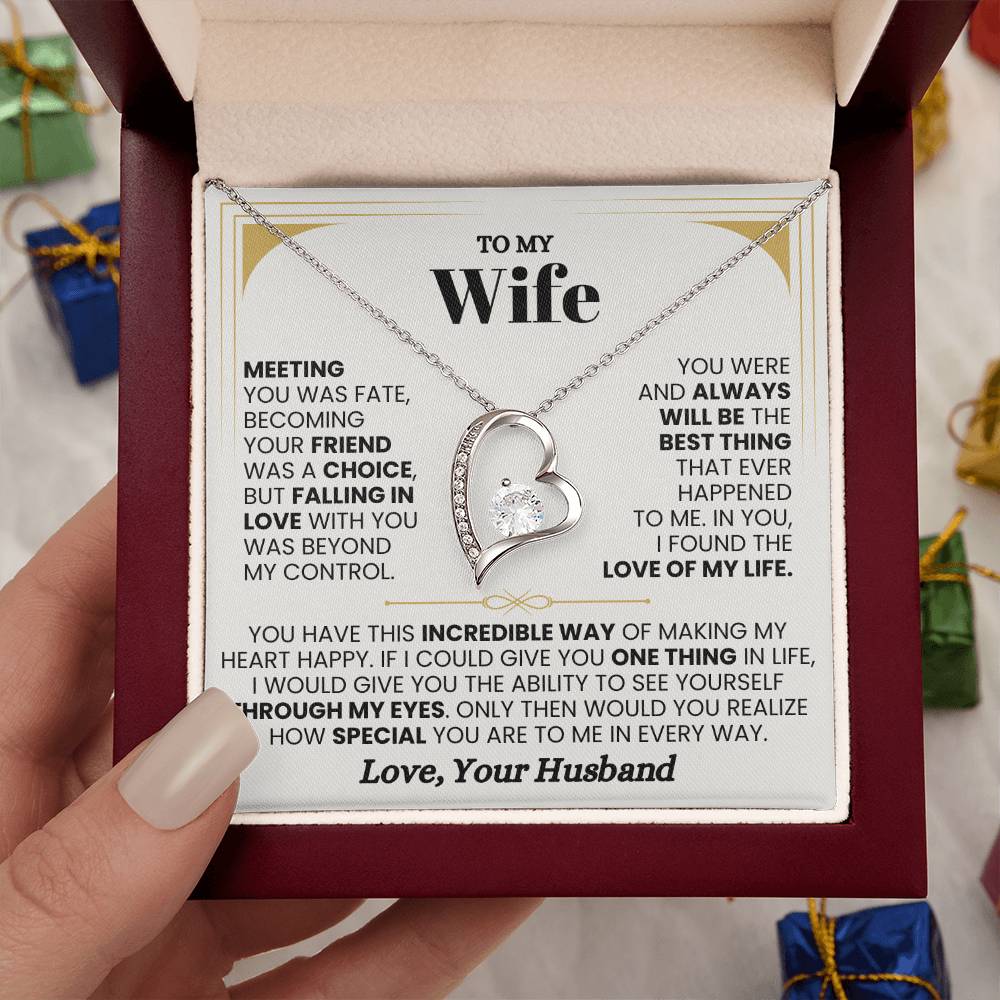 Gift for Wife from Husband - Sentimental Jewelry for Anniversary & Valentine’s Day - Forever Love Necklace