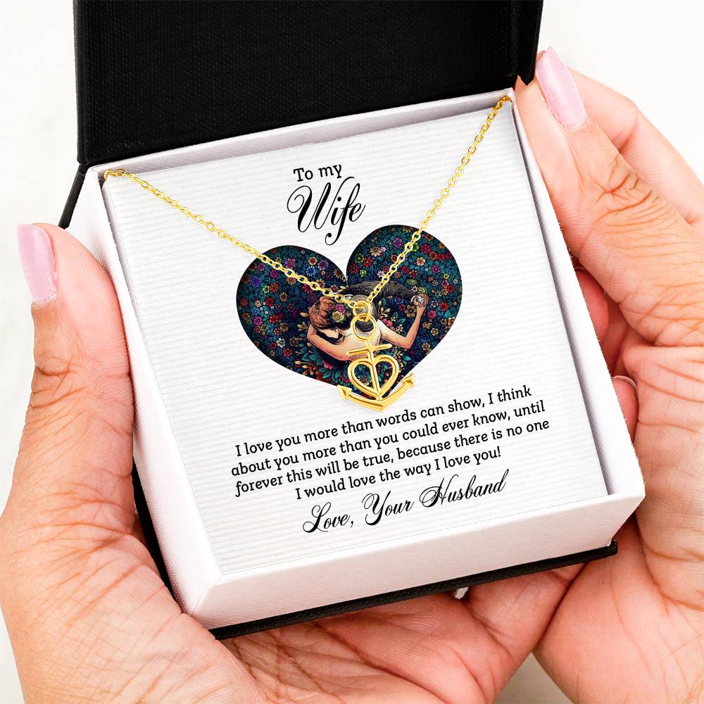 To My Wife Necklace - Romantic Keepsake Jewelry Gift from Husband for Special Days & Valentine’s Love - Anchor Pendant Necklace
