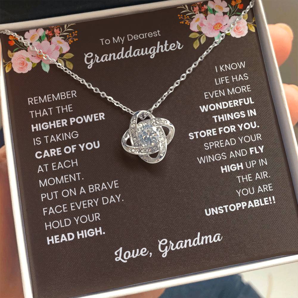 To My Granddaughter Necklace – Birthday & Graduation Gift from Grandma – Love Knot Necklace