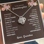 To My Granddaughter Necklace – Birthday & Graduation Gift from Grandma – Love Knot Necklace