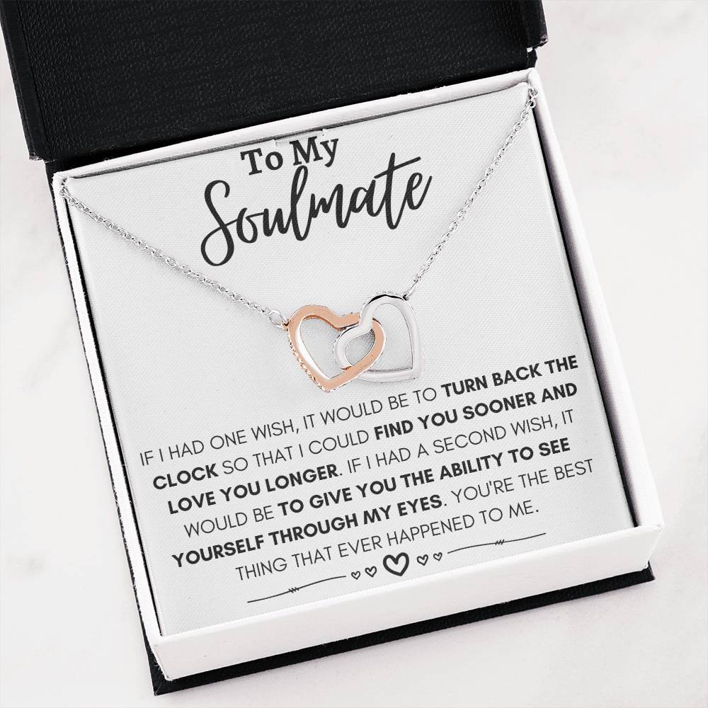 To My Soulmate Necklace - Romantic Soulmate Gift for Her for Christmas & Holiday Gifting - Interlocking Hearts Necklace