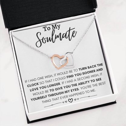 To My Soulmate Necklace - Romantic Soulmate Gift for Her for Christmas & Holiday Gifting - Interlocking Hearts Necklace