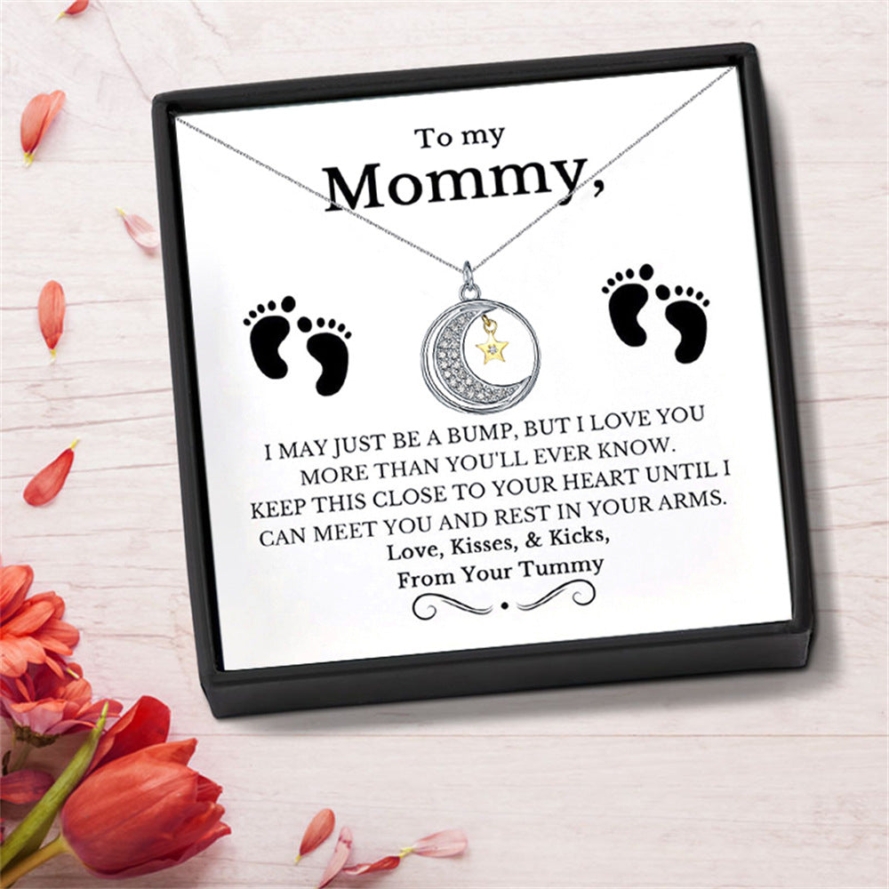 To My Mommy | I May Just Be A Bump | Moon Star Diamond Necklace