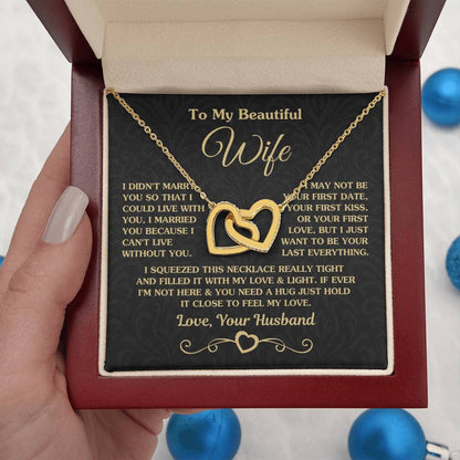 To My Beautiful Wife - Meaningful Jewelry Gift from Husband for Birthday, Valentine’s Day & Anniversary - Interlocking Hearts Necklace