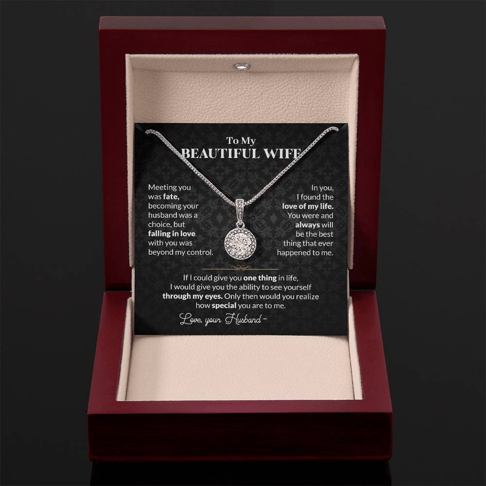 To My Beautiful Wife Necklace - Meaningful Romantic Gift for Wife from Husband for Valentine’s Day & Forever Love - Eternal Hope Necklace