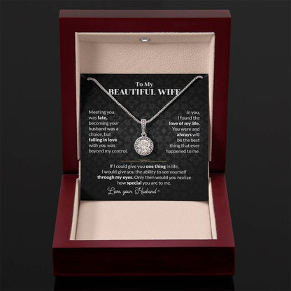 To My Beautiful Wife Necklace - Meaningful Romantic Gift for Wife from Husband for Valentine’s Day & Forever Love - Eternal Hope Necklace