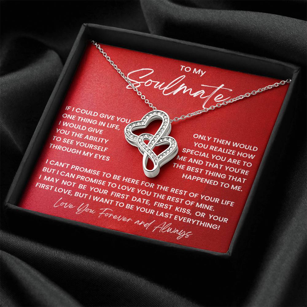 To My Soulmate Necklace - Best Soulmate Gift for Valentine’s Day & Everyday Romance - Heart-to-heart Pendant Necklace