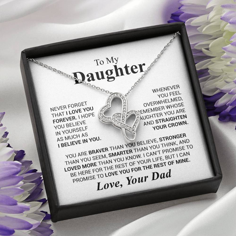 To My Daughter Necklace - Sentimental Surprise Gift from Dad - Heart-to-heart Pendant Necklace