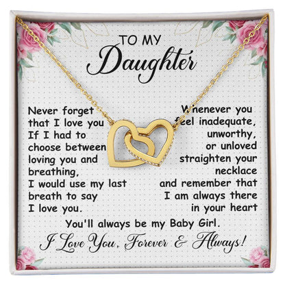 To My Daughter Necklace - Unique Daughter Gift for Christmas & Special Days - Interlocking Hearts Necklace