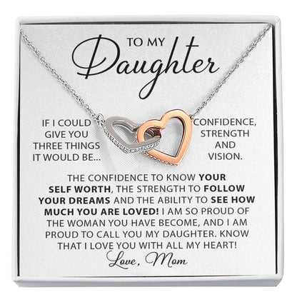 To My Daughter Necklace – Holiday Gift for Daughter Graduation from Mom – Interlocking Hearts Necklace
