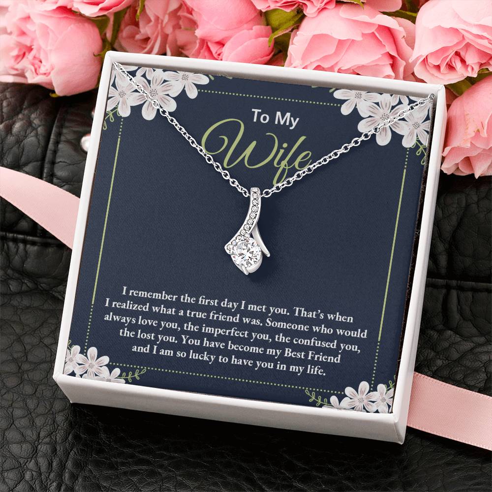 To My Wife Necklace - Special Love Jewelry for Wife from Husband for Birthday, Anniversary & Valentine’s Day - Alluring Beauty Necklace