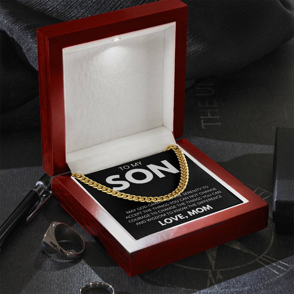 Men’s Cuban Link Necklace, Gift for Son from Mom, Fashionable Jewelry for Birthdays & Celebrations