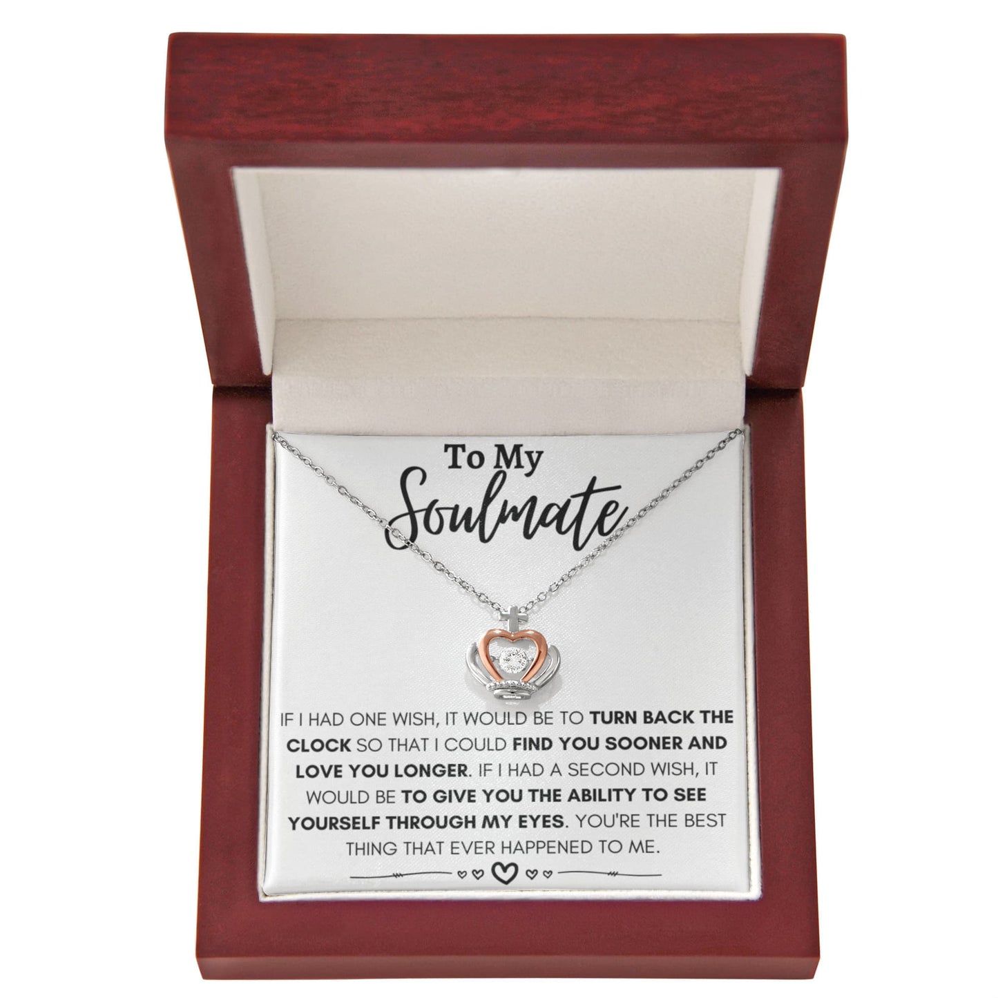 To My Soulmate Necklace - Perfect Gift for Romantic Celebrations & Appreciation Days - Crown Pendant Necklace