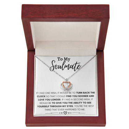 To My Soulmate Necklace - Perfect Gift for Romantic Celebrations & Appreciation Days - Crown Pendant Necklace