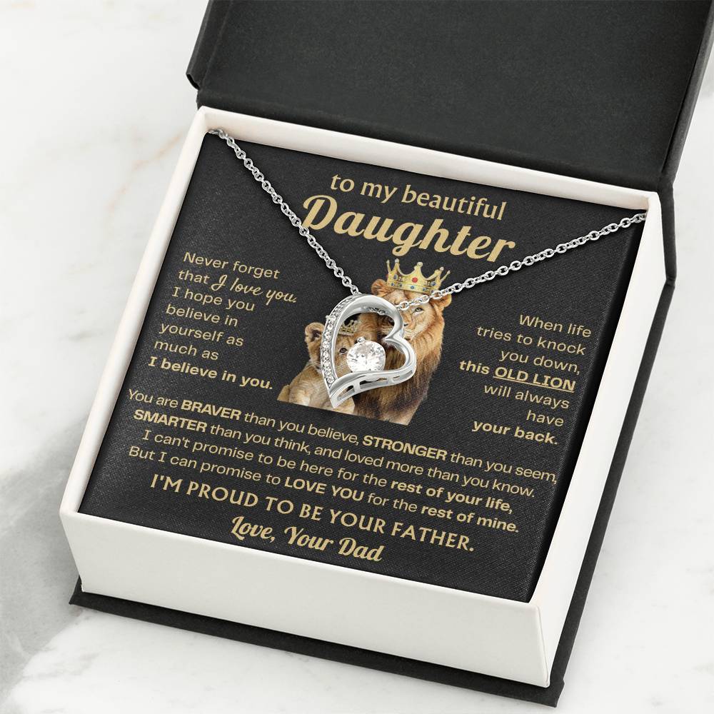To My Daughter Necklace - Heartfelt Gift from Dad for Birthday, Graduation & Proud Dad Moments - Forever Love Necklace