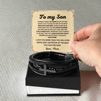 To My Son – Birthday, Christmas Jewelry from Mom – Men’s Cross Bracelet