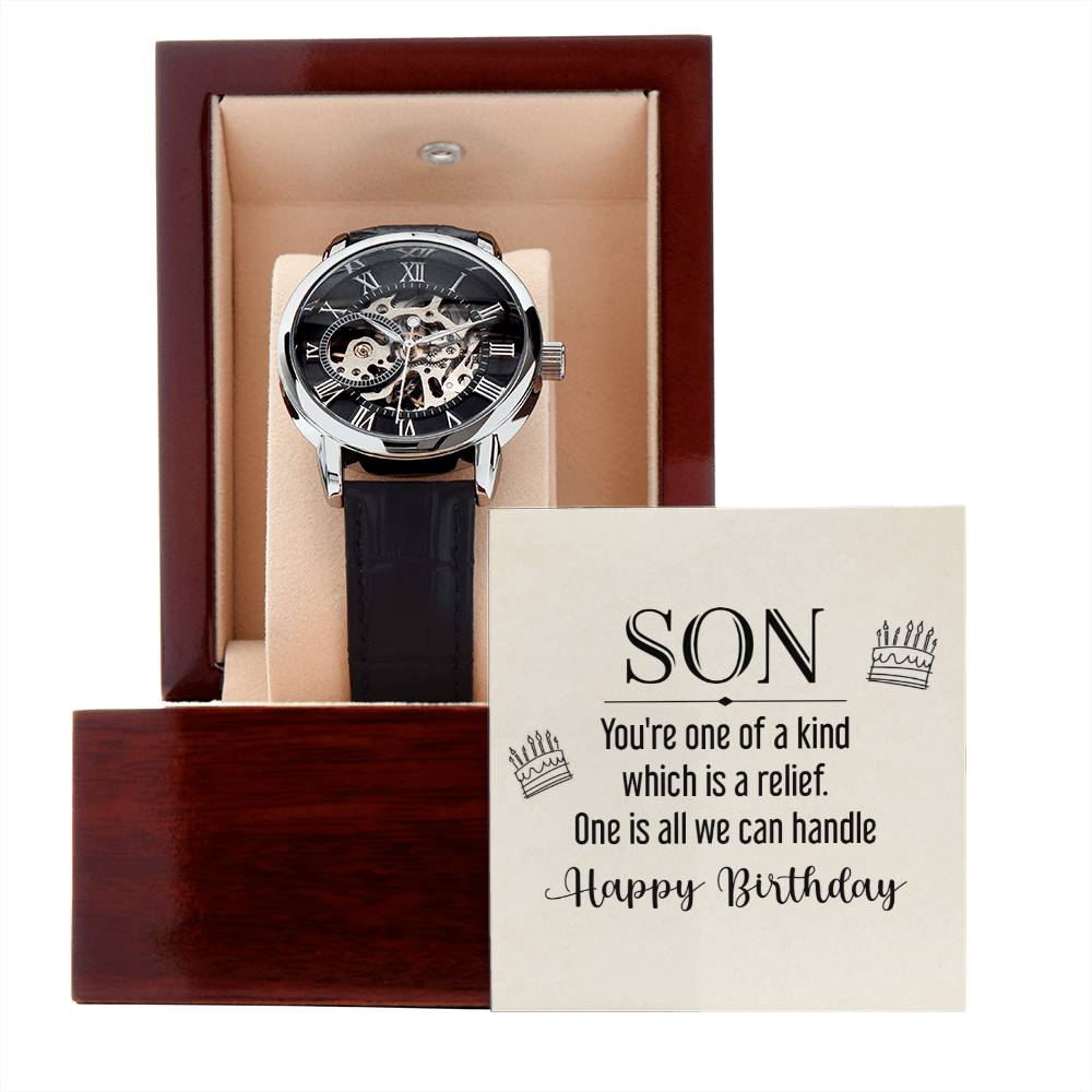Birthday Gift for Son - You're one of a kind - Men's Openwork Watch