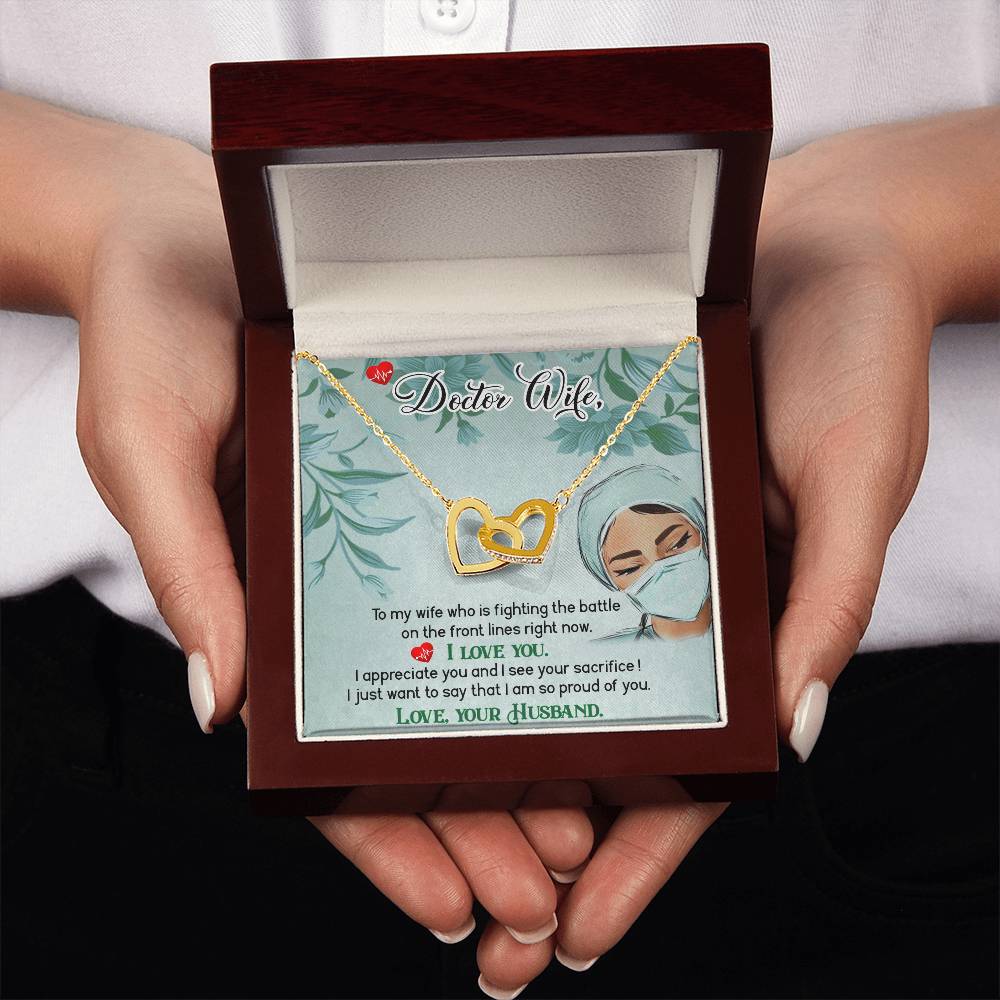 To My Doctor Wife Necklace - Heartwarming Gift from Husband for Birthday, Anniversary & Valentine’s Day - Interlocking Hearts Necklace