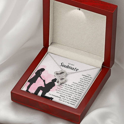 To My Soulmate Necklace - Unique Soulmate Gift for Her for Birthdays & Surprise Moments - Heart-to-heart Pendant Necklace