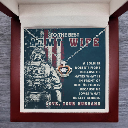 To My Army Wife Necklace - Romantic Jewelry for Wife - Crown Pendant Necklace