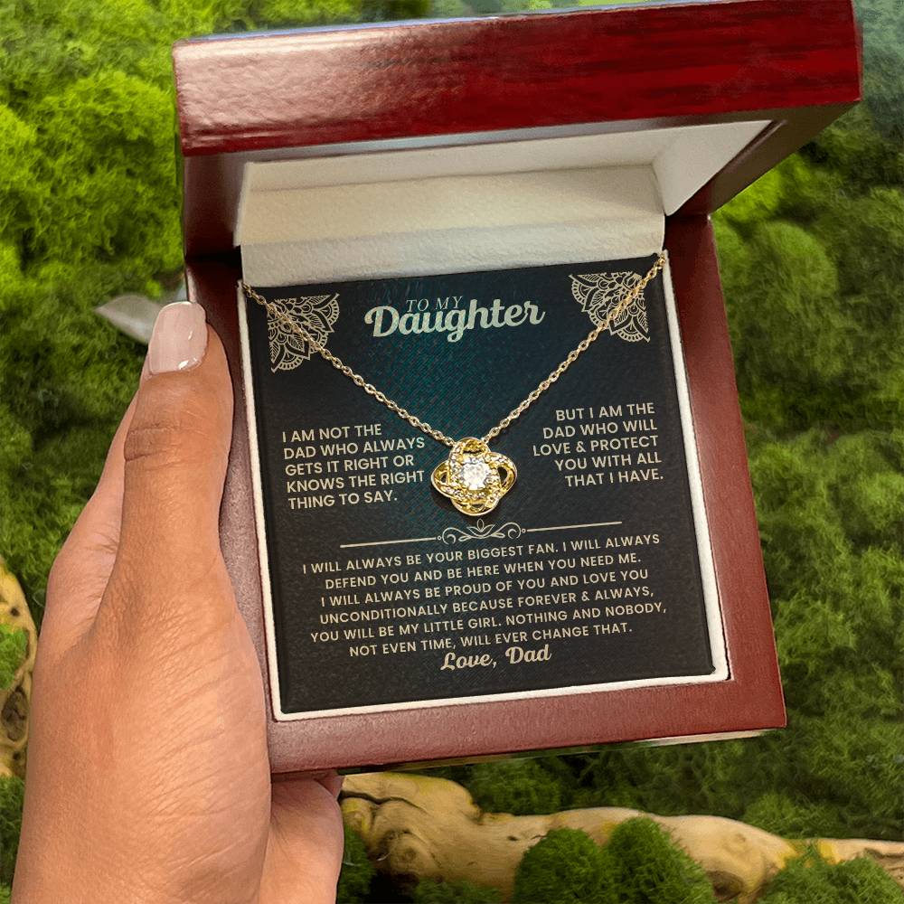 To My Daughter Necklace - Sentimental Jewelry Gift from Dad for Graduation & Life Achievements - Love Knot Necklace