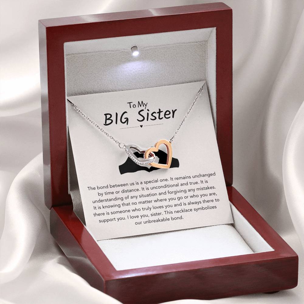 To My Big Sister Necklace - The bond between us is a special one - Gift for Big Sister - Interlocking Hearts Necklace