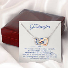 Interlocking Hearts Necklace for Granddaughter, Jewelry Gift, Birthday or Christmas Keepsake, Elegant Pendant, To My Granddaughter