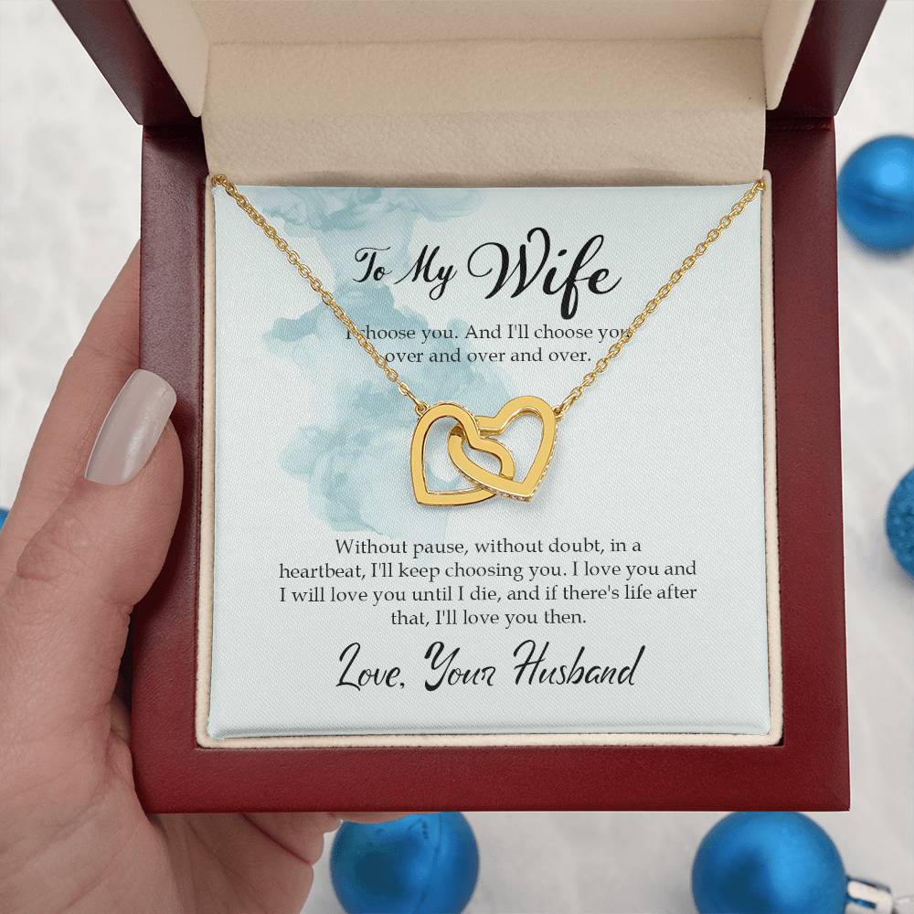 To My Wife - I choose you - Interlocking Hearts Necklace From Husband