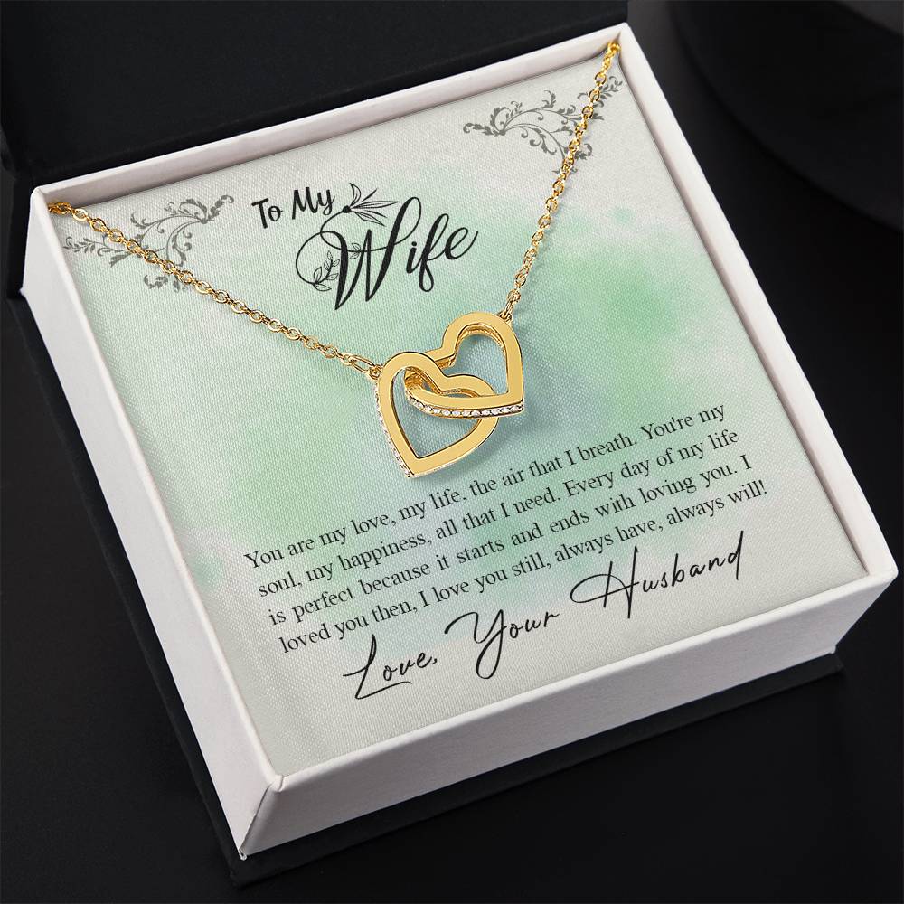 To My Wife Necklace - Romantic Husband to Wife Jewelry for Birthday, Valentine’s Day & Special Celebrations - Interlocking Hearts Necklace